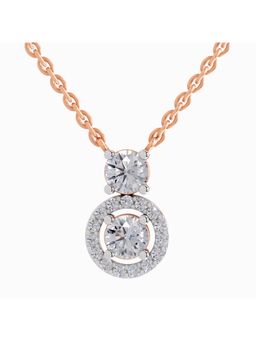 Sparkles - Lab Grown Diamond 1.11Ct Vertical Two Stone Pendant Necklace 14K Rose Gold