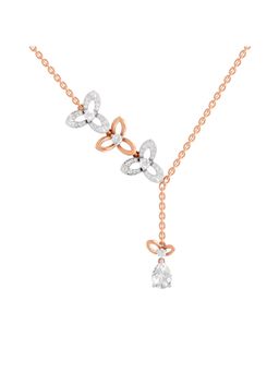 Sparkles - Lab Grown Diamond 1.22Ct Igi Certified Pear and Diamond Floral Necklace 14K Rose Gold