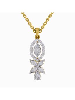 Sparkles - Lab Grown Diamond 1.39Ct Marquise and Floral Pendant Necklace 14K Yellow Gold
