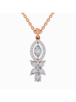 Sparkles - Lab Grown Diamond 1.39Ct Marquise and Floral Pendant Necklace 14K Rose Gold