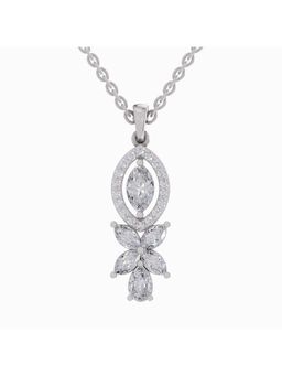 Sparkles - Lab Grown Diamond 1.39Ct Marquise and Floral Pendant Necklace 14K White Gold