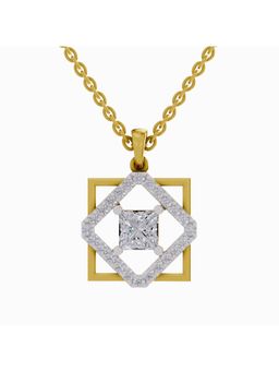 Sparkles - Lab Grown Diamond 1.63Ct Igi Certified Princess Cut Pendant Necklace 14K Yellow Gold
