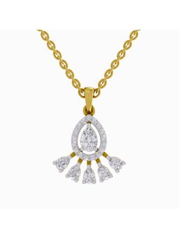 Sparkles - Lab Grown Diamond 0.87Ct Diamond Pear Cluster Drop Pendant Necklace 14K Yellow Gold