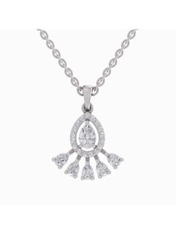 Sparkles - Lab Grown Diamond 0.87Ct Diamond Pear Cluster Drop Pendant Necklace 14K White Gold