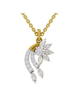 Sparkles - Lab Grown Diamond 1.79Ct Diamond Floral and Cascade Drop Pendant Necklace 14K Yellow Gold