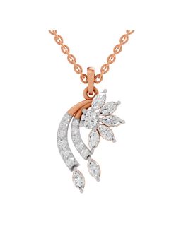 Sparkles - Lab Grown Diamond 1.79Ct Diamond Floral and Cascade Drop Pendant Necklace 14K Rose Gold