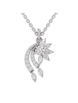 Sparkles - Lab Grown Diamond 1.79Ct Diamond Floral and Cascade Drop Pendant Necklace 14K White Gold