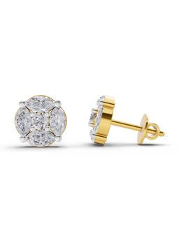 Sparkles - Lab Grown Diamond 1.1Ct Snowflake Stud Earrings 14K Yellow Gold
