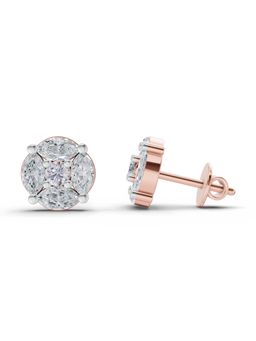 Sparkles - Lab Grown Diamond 1.1Ct Snowflake Stud Earrings 14K Rose Gold