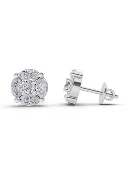 Sparkles - Lab Grown Diamond 1.1Ct Snowflake Stud Earrings 14K White Gold