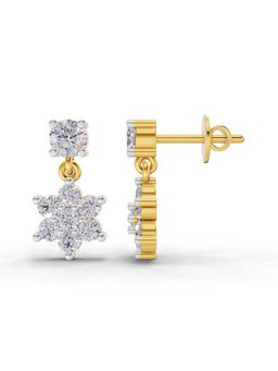 Sparkles - Lab Grown Diamond 1.26Ct Stud Earrings Cluster Dangle Earrings 14K Yellow Gold