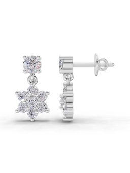 Sparkles - Lab Grown Diamond 1.26Ct Stud Earrings Cluster Dangle Earrings 14K White Gold