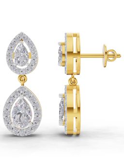 Sparkles - Lab Grown Diamond 2.15Ct Aurora Pear Dangles Earrings 14K Yellow Gold