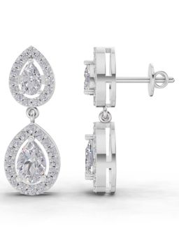Sparkles - Lab Grown Diamond 2.15Ct Aurora Pear Dangles Earrings 14K White Gold