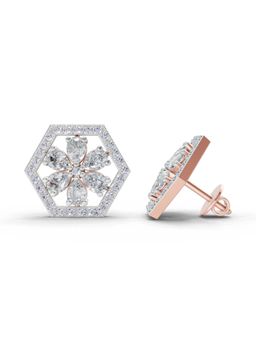 Sparkles - Lab Grown Diamond 1.78Ct Shatkon Phool Diamond Stud Earrings 14K Rose Gold