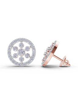 Sparkles - Lab Grown Diamond 1.09Ct Classic Floral Halo Stud Earrings 14K Rose Gold