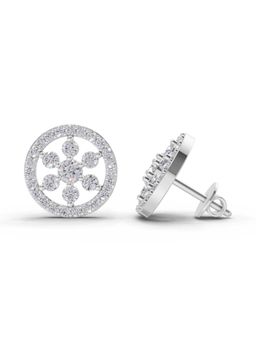 Sparkles - Lab Grown Diamond 1.09Ct Classic Floral Halo Stud Earrings 14K White Gold