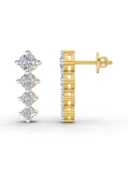 Sparkles - Lab Grown Diamond 1.42Ct Four-Stone Vertical Diamond Drop Earrings 14K Yellow Gold