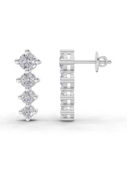 Sparkles - Lab Grown Diamond 1.42Ct Four-Stone Vertical Diamond Drop Earrings 14K White Gold
