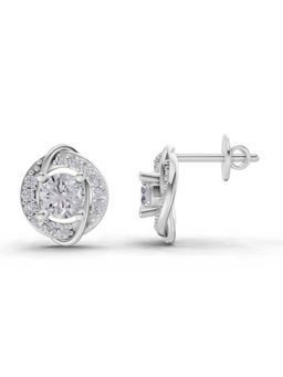 Sparkles - Lab Grown Diamond 1.09Ct Celestial Swirl Stud Earrings 14K White Gold