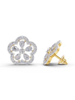 Sparkles - Lab Grown Diamond 1.56Ct Celestia Flower Stud Earrings 14K Yellow Gold