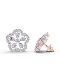 Sparkles - Lab Grown Diamond 1.56Ct Celestia Flower Stud Earrings 14K Rose Gold