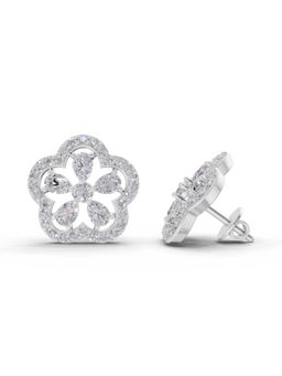 Sparkles - Lab Grown Diamond 1.56Ct Celestia Flower Stud Earrings 14K White Gold
