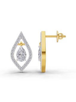 Sparkles - Lab Grown Diamond 1.52Ct Dewdrop Stud Earrings 14K Yellow Gold
