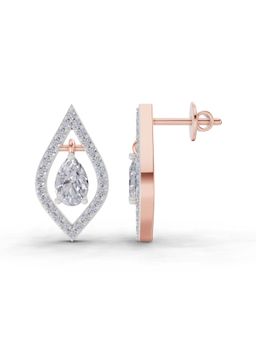Sparkles - Lab Grown Diamond 1.52Ct Dewdrop Stud Earrings 14K Rose Gold