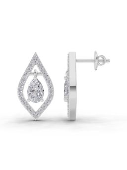 Sparkles - Lab Grown Diamond 1.52Ct Dewdrop Stud Earrings 14K White Gold