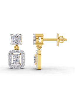 Sparkles - Lab Grown Diamond 1.15Ct Celeste Halo Drop Earrings 14K Yellow Gold