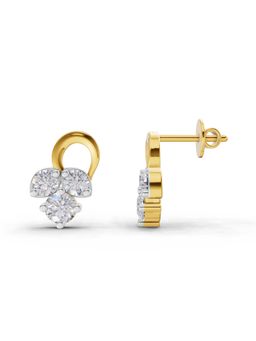 Sparkles - Lab Grown Diamond 1.2Ct Three Stone Stud Earrings 14K Yellow Gold