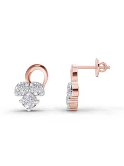 Sparkles - Lab Grown Diamond 1.2Ct Three Stone Stud Earrings 14K Rose Gold