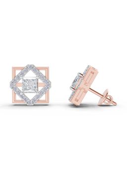 Sparkles - Lab Grown Diamond 1.3Ct Double Square Diamond Stud Earrings 14K Rose Gold