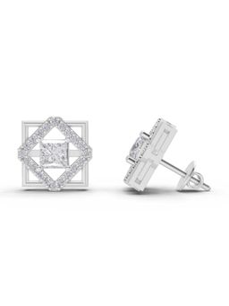 Sparkles - Lab Grown Diamond 1.3Ct Double Square Diamond Stud Earrings 14K White Gold