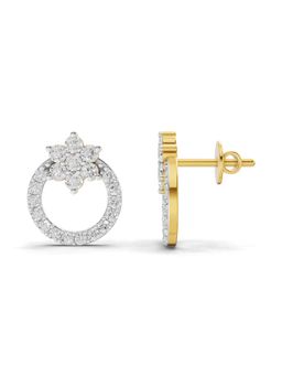 Sparkles - Lab Grown Diamond 0.94Ct Cluster And Open Circle Diamond Stud Earrings 14K Yellow Gold