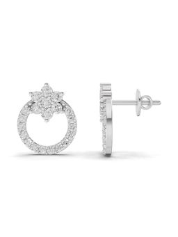 Sparkles - Lab Grown Diamond 0.94Ct Cluster And Open Circle Diamond Stud Earrings 14K White Gold