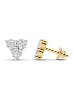Sparkles - Lab Grown Diamond 1.05Ct Three-Stone Diamond Cluster Stud Earrings 14K Yellow Gold