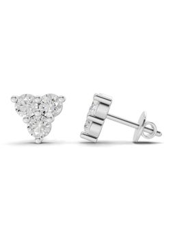 Sparkles - Lab Grown Diamond 1.05Ct Three-Stone Diamond Cluster Stud Earrings 14K White Gold