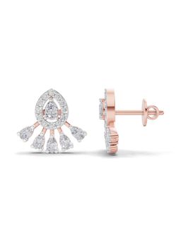 Sparkles - Lab Grown Diamond 0.96Ct Diamond Drop Fan Earrings 14K Rose Gold
