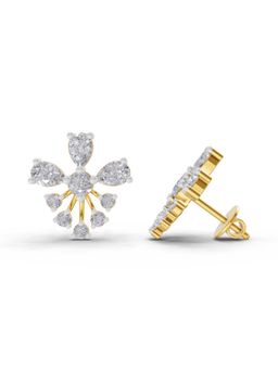 Sparkles - Lab Grown Diamond 1.54Ct Diamond Cluster Stud Earrings 14K Yellow Gold
