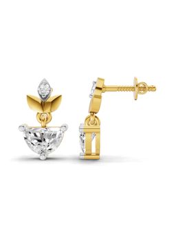 Sparkles - Lab Grown Diamond 0.87Ct Leaf Halfmoon Earrings 14K Yellow Gold