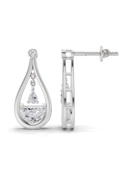 Sparkles - Lab Grown Diamond 1.17Ct Igi Certified Halo Diamond Drop Earrings 14K White Gold