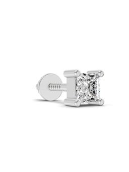 Sparkles - Lab-Grown Diamond 0.4Ct Princess Shape Solitaire Earrings For Men 14K White Gold