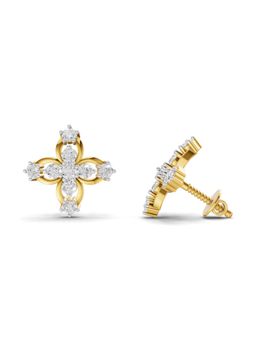 Sparkles - Lab Grown Diamond 0.36Ct Floral Stud Earrings 14K Yellow Gold