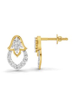 Sparkles - Lab Grown Diamond 0.45Ct Cluster And Open Circle Diamond Stud Earrings 14K Yellow Gold