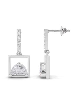 Sparkles - Lab Grown Diamond 1.04Ct Geometric Square And Trillion Drop Earrings 14K White Gold