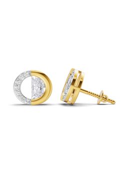 Sparkles - Lab Grown Diamond 0.88Ct Half Glow Stud Earrings 14K Yellow Gold