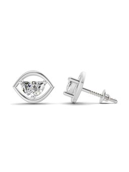 Sparkles - Lab Grown Diamond 0.7Ct Half-Moon Stud Chain Earrings 14K White Gold