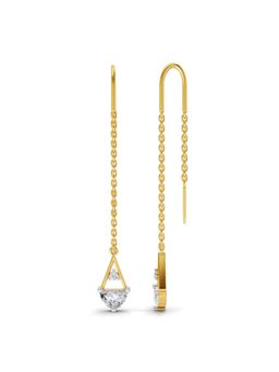 Sparkles - Lab Grown Diamond 0.72Ct Triangle Threader Dangle Earrings 14K Yellow Gold